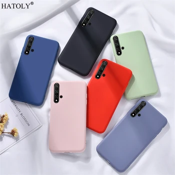 Перейти на Алиэкспресс и купить Для Huawei Nova 5T чехол для Nova 5 T 6 7 SE Pro 2 3 3i 4 мягкий жидкий силиконовый чехол-бампер для телефона сплошной цвет задняя крышка Nova 5T