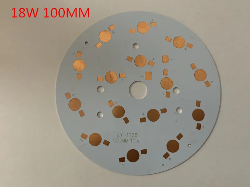 10 шт. 50 шт./партия светодиодный чип pcb Бусины 1 Вт 3 Вт 5 Вт 7 Вт 9 Вт 12 Вт 15 Вт 18 Вт 100 мм высокомощный светодиодный теплоотвод алюминий 20 мм Базовая пластина светильник - Emitting Color: 18W 100MM