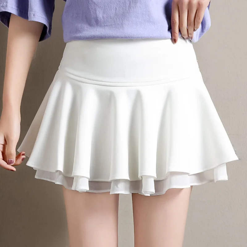 0222 белая черная мини-юбка, Женская Сексуальная плиссированная юбка, женская короткая плиссированная юбка с эластичной талией, летняя