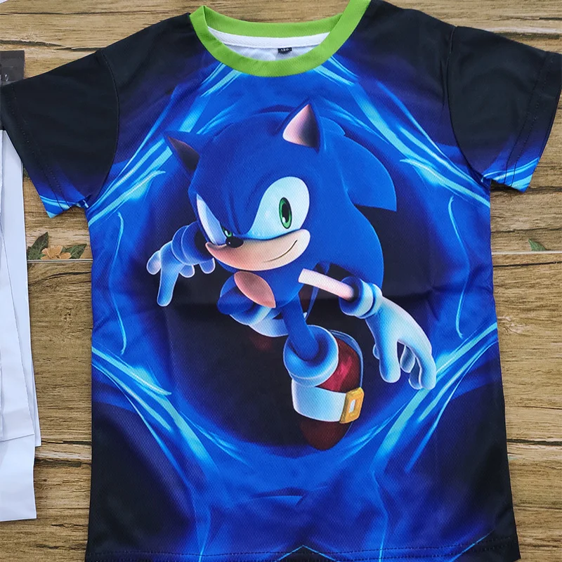 Sdfsffjjekl Sonic The Hedgehog Manica Lunga Maglietta Bambini Girocollo Manica Lunga Stampa del Fumetto Felpa Confortevole Puro Cotone T-Shirt Ragazzo e Ragazza 