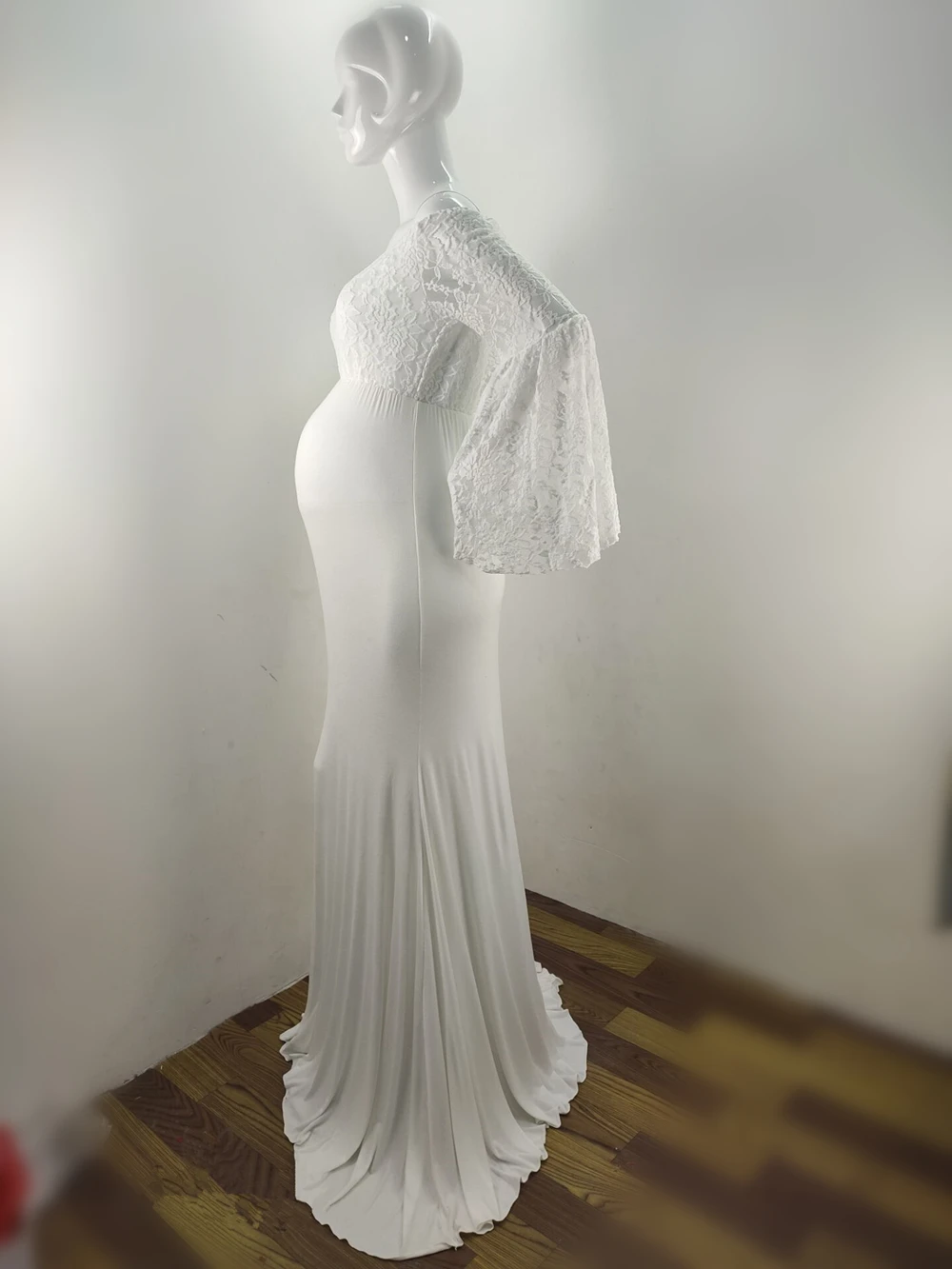 Lace Maternity Shoot Dress Ruffles Sleeve Long Pregnancy Photography Dresses Maxi Maternity Gown Photo Prop For Pregnant Women (2)