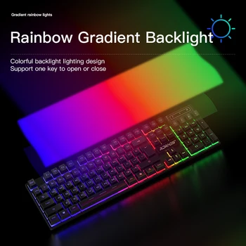 Juego de teclado y ratón para Gaming, Kit de 104 teclas con retroiluminación RGB, inglés, ergonómico, para PC 2