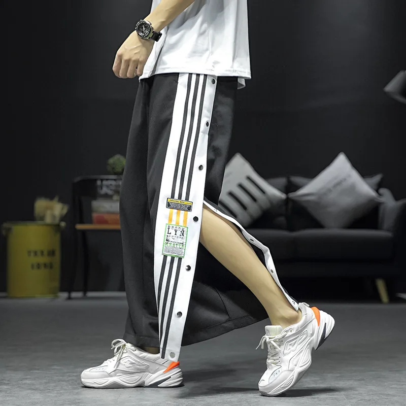 2020 Autumn New Men's Casual Pants Striped Trousers Loose-breasted Streetwear Hip Hop Sweatpants Loose Large Size Men Clothing 2020 Autumn New Men's Casual Pants Striped Trousers Loose-breasted Streetwear Hip Hop Sweatpants Loose Large Size Men Clothing