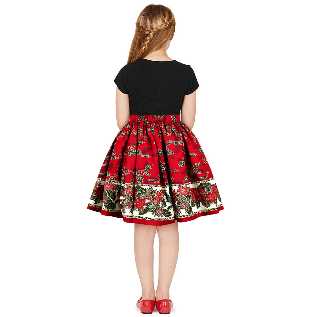 Одежда для девочек-подростков с 3d принтом; Рождественская одежда принцессы; одежда до колена; рождественское платье для девочек; Мода года