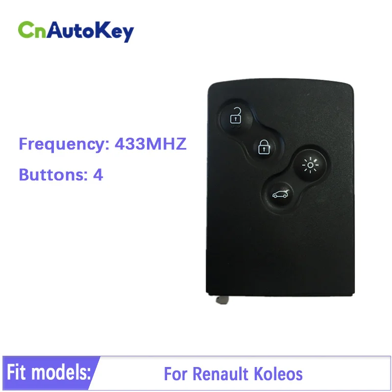 Послепродажный карточный ключ CN010039 для Renault Koleos 4 кнопки PCF7941 433 МГц с логотипом |