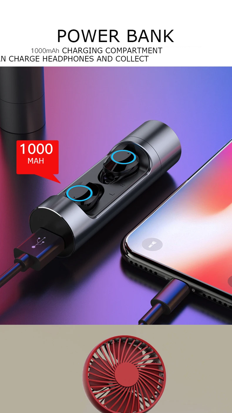 TWS спортивная водонепроницаемая беспроводная Bluetooth гарнитура 5,0 полностью Металлическая гарнитура fone de ouvido Большая Емкость Мобильная мощная гарнитура Новинка