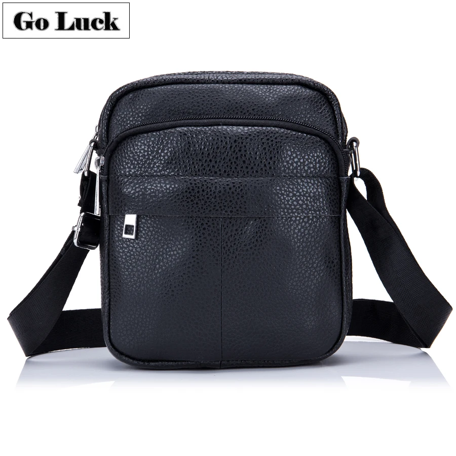 

Brand Genuine Leather Small Casual Bag Men's Messenger Bags Crossbody Shoulder Bags Travel Zipper Mobile Phone Pack