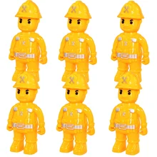 6pcs/pack Construction Party Excavator Plastic Figure Doll for Children Kids Birthday Dress Up Costume Worker Toy Decor Supplies