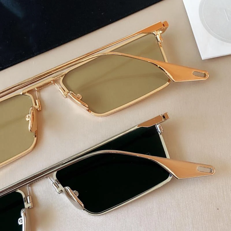 Lunettes de soleil carrées vintage avec verres vert olive_voghion.com