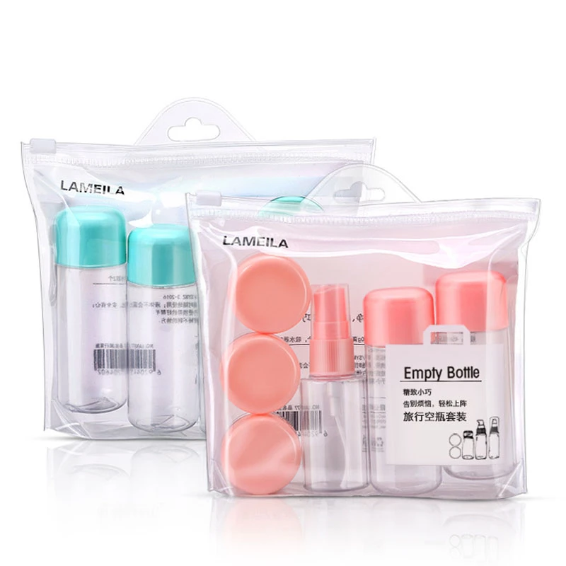 

1 Set Travel Bottle With Spray Bottle Refillable Essential Oil Jar Portable Empty Atomizer Shampoo Cream Cosmetics Container