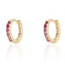  DoreenBeads Fashion Hoop Earrings For Women Hoop Earrings Gold Color Circle Ring Clear Rhinestone 10mm Dia, 1 Pair 
