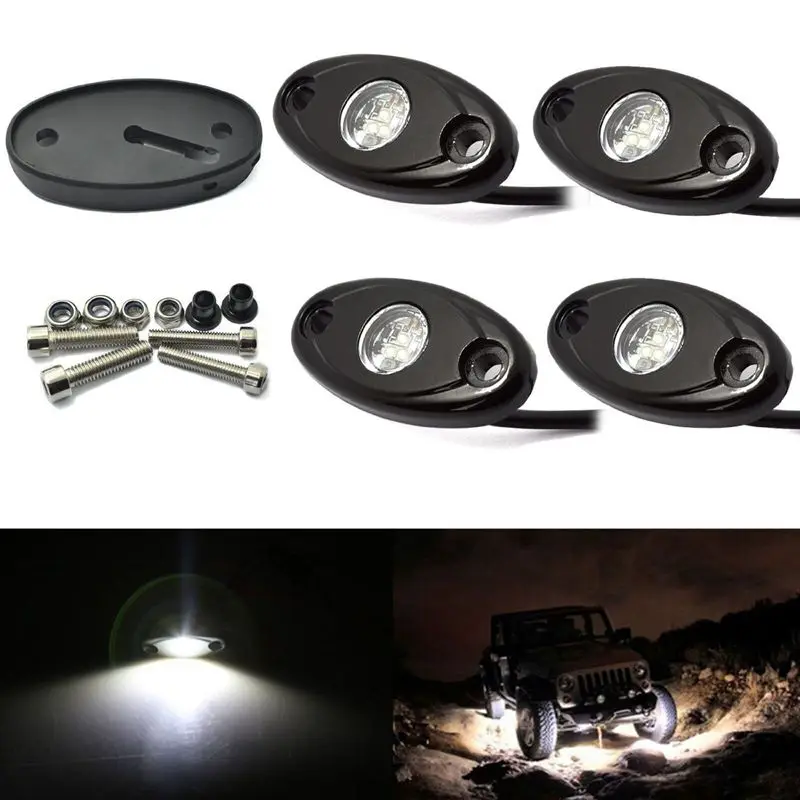 4 шт. 9-30 в 9 Вт светодиодный свет рок для джипа 4x4 внедорожный грузовик Trail Fender Underbody самодельные светильники - Испускаемый цвет: Белый
