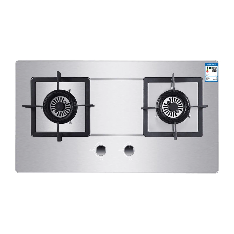 Household Energy-Saving Gas Stove Stainless Steel Glass Stove Double-Head Natural Gas Electronic Pulse Ignition