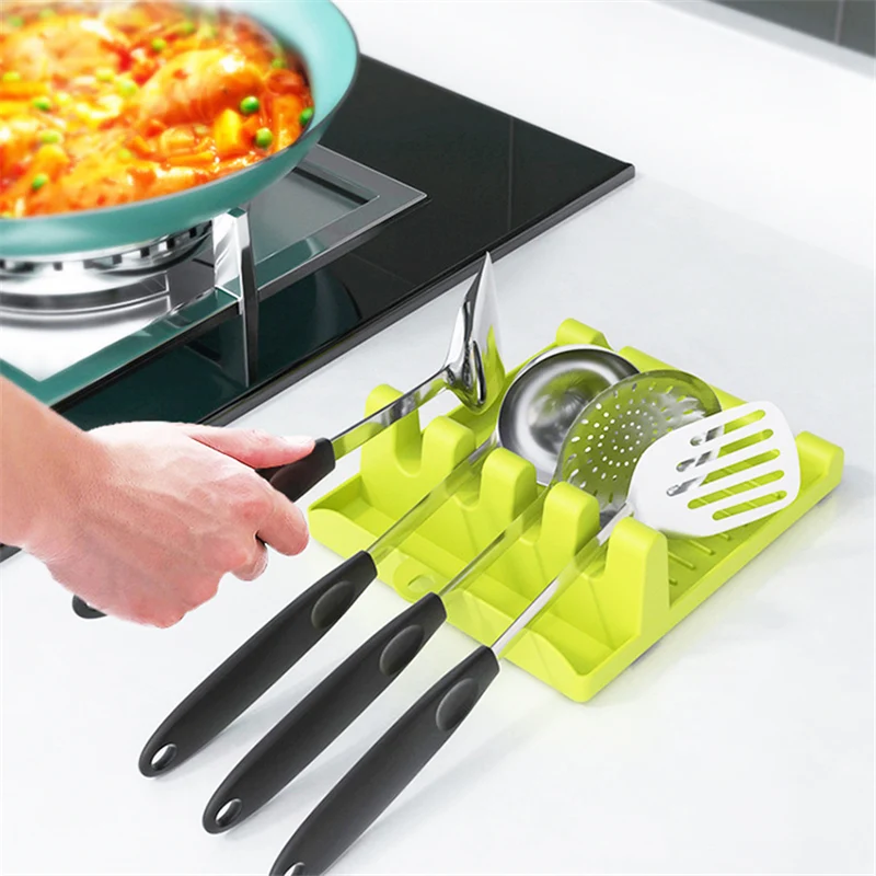 

Kitchen Items Pot Lid Rack Stainless Steel Spoon knife Holder Pot Lid Shelf Cooking Dish Rack Pan Cover Stand Kitchen Organizer