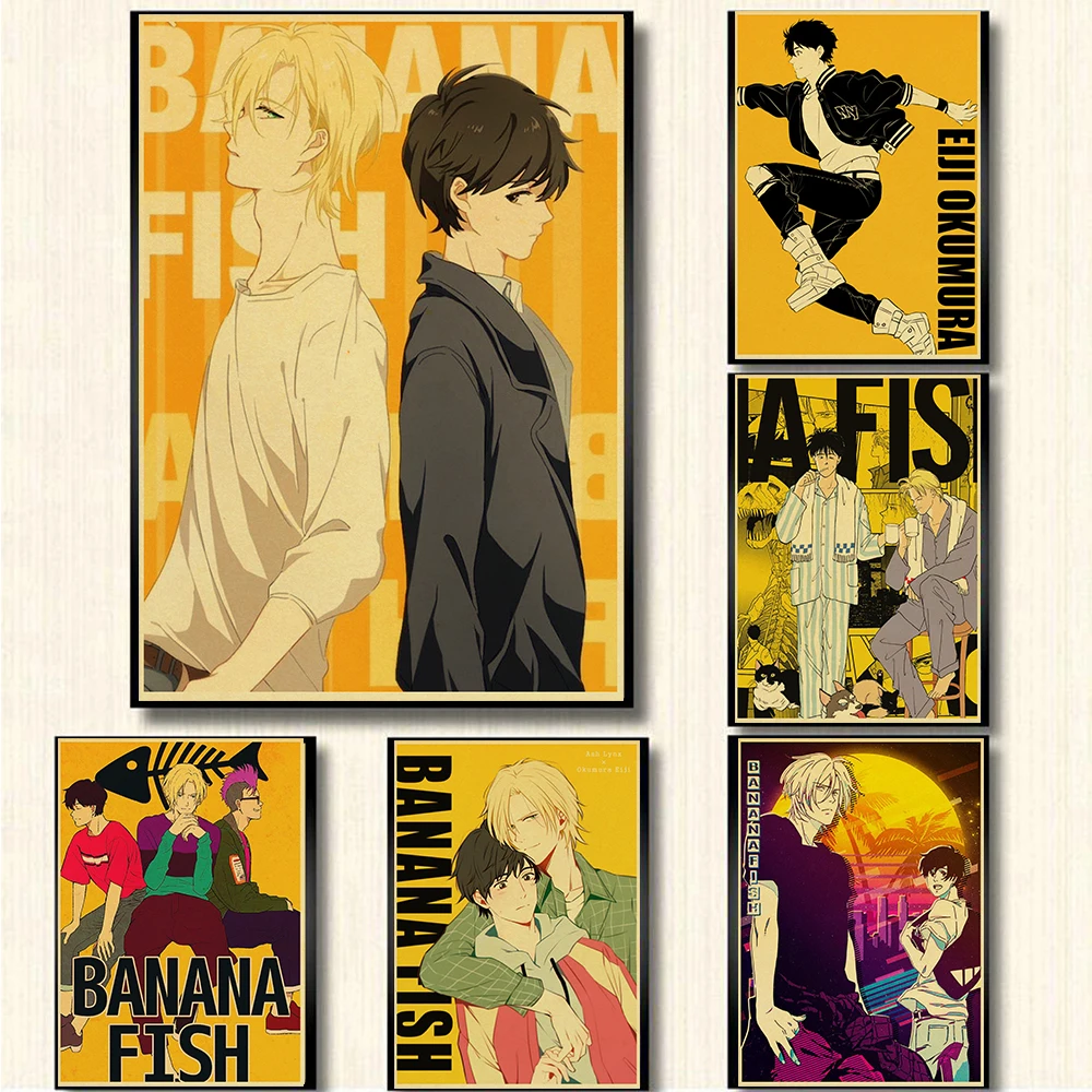 Classic Japanese Anime Banana fish 02 Retro poster For Home/Bar