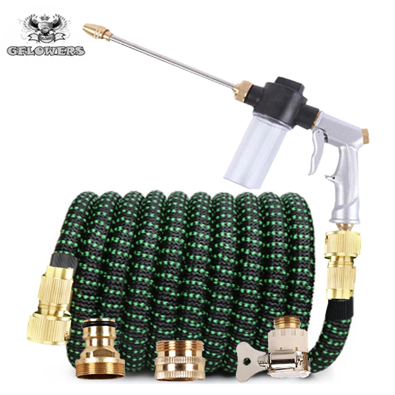 Retractable Hose Extend Garden Hose Spray Gun Natural Latex High Pressure Car Washer Pipe Shrinks flexibele Tuinslang Irrigation
