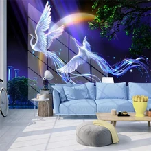 Dintu настроить papel де parede красивый мечтательный настроение Павлин кран гостиной фон Большое Настенное панно на заказ обои