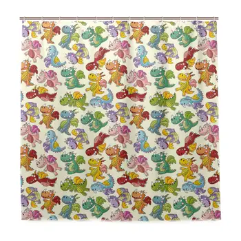 

Unique Shower Curtain Kids Silly Fairy Fire Dragons Print Eco-Friendly with 12 Hooks in Bathroom W72 xH72