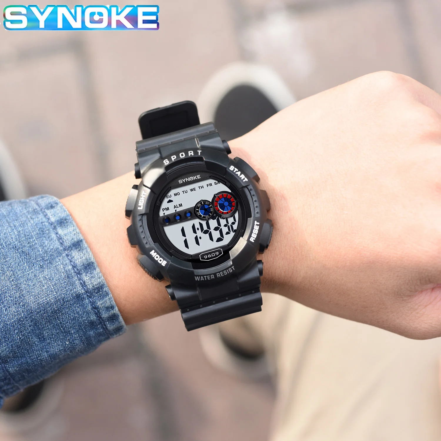 

SYNOKE Men Digital Watches Outdoor Sports Large Dial Luminous Repeater Stop Watch Relogio Masculino Electronic Watch Male