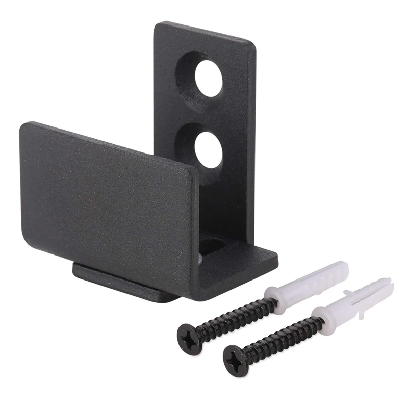 

TOP 2Pcs Wall-Mounted Sliding Barn Door Bottom Rail with Adjustable Bracket