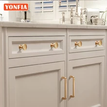 

YONFIA 3712 New Cheap Modern Kitchen Accessory Brushed Brass Handles Gold Cupboards Wardrobe Handle Knobs for Furniture Door