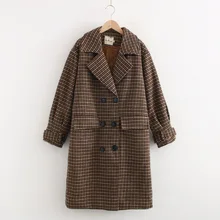 Осенне-зимняя женская шерстяная куртка средней длины в Корейском стиле для студентов, толстое универсальное шерстяное пальто