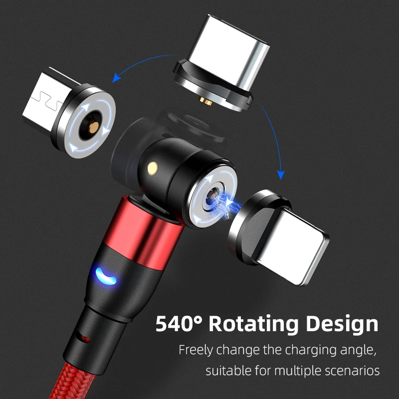 AUFU 540 Degrees Rotating Magnetic Cable Micro USB Type C Phone Cable For iPhone11 Pro XS Max Samsung Xiaomi USB Cord Wire Cable AUFU 540 Degrees Rotating Magnetic Cable Micro USB Type C Phone Cable For iPhone11 Pro XS Max Samsung Xiaomi USB Cord Wire Cable