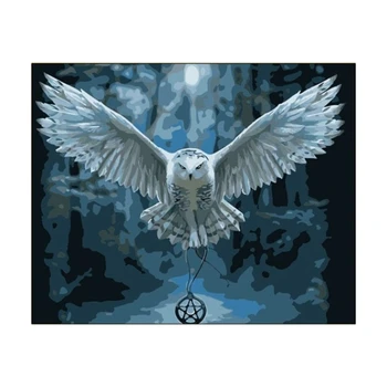 

Owl DIY Digital Oil Painting Paint By Number Canvas Room Home Decor No Frame
