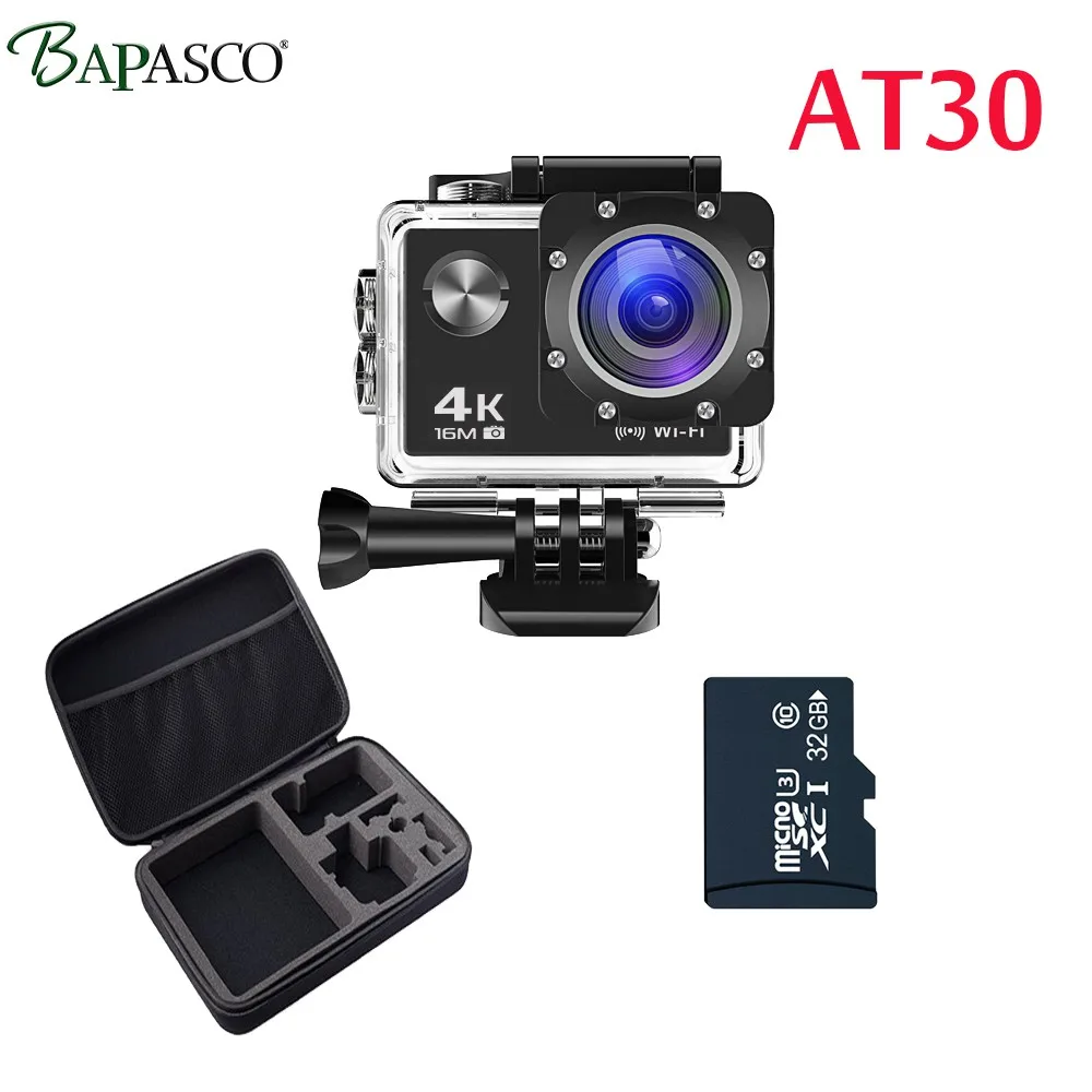BAPASCO AT30R Спортивная камера ultra HD 4 K/30fps WiFi 2," 170D подводный водонепроницаемый шлем видео экшн-камера sports - Цвет: AT30 Package 4