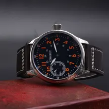 Часы оранжевого цвета со светящимися цифрами 6497, ручная намотка ST3600, сапфировое стекло 316L, нержавеющая сталь, механические наручные часы