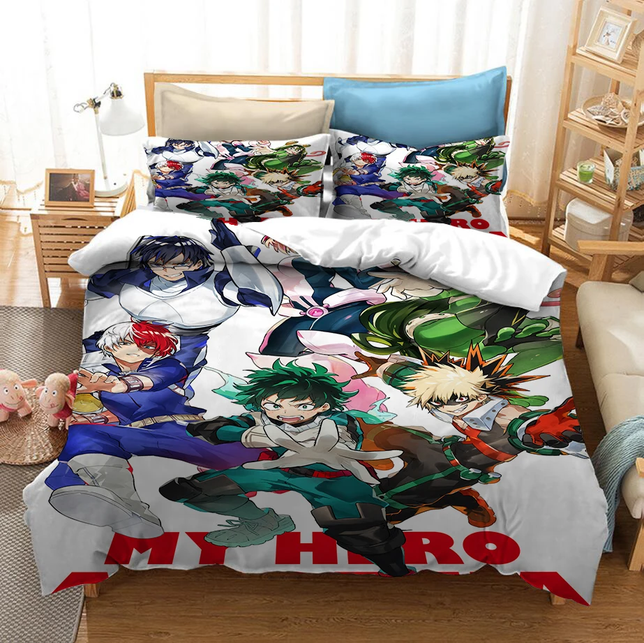 

Japan Anime My Hero Academia 3D Printed Bedding Set Duvet Covers Pillowcases Comforter Bedding Set Bedclothes Bed Linen 08