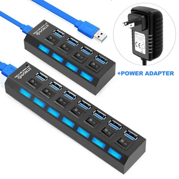 

Multi USB 3.0 Hub USB Hub 3.0 USB Splitter 3 Hab Type C Hub 4 7 Port Expander With Switch Power Adapter For Computer Accessories