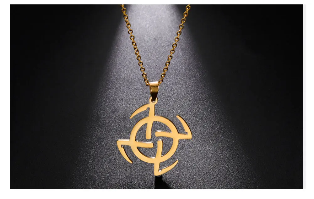 Cazador Hohl Hakenkreuz Anhänger Halskette Kolovrat Symbol Edelstahl Halsketten Für Frauen Männer Vintage-Schmuck Großhandel 2026 – Detail 5