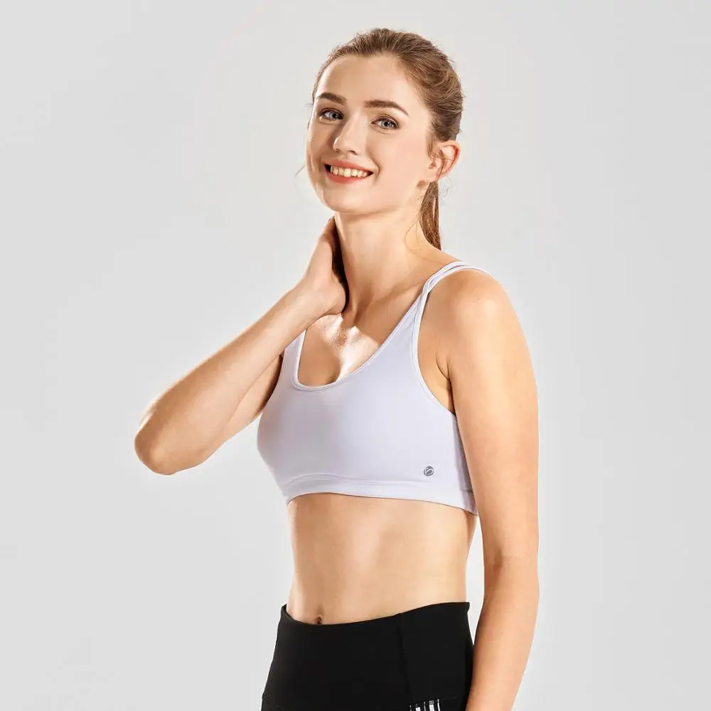 

Women's Mesh Back Wirefree Removable Cups Spaghetti Strap Bra Yoga Sports Bra XS S M L XL