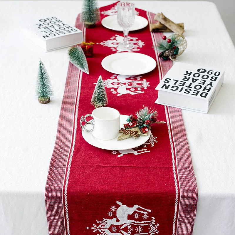 Льняная Скатерть со снежинками и оленями для рождественского стола, подстилки для стола, скатерти, коврики, свадебные, рождественские, новогодние, праздничные, вечерние, банкетные, домашний декор 62872