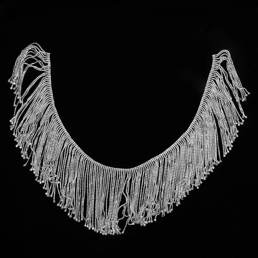 

Nail Art 1 Yard DIY Crystal Glass Rhinestones Trimming Sewing Long Tassel Claw Chain Clothes Appliques