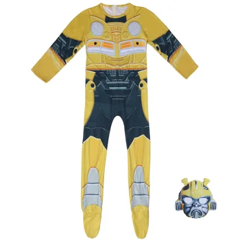 

Robot Yellow Bee Deformed Car Costume for Boys Jumpsuit Mask Halloween Costumes Cosplay Anime Disfraces Kids Dress Up Clothes