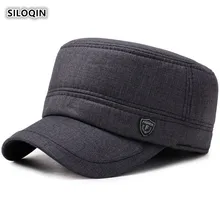 SILOQIN мужская плоская кепка, зимняя, среднего возраста, для преклонного возрста, хлопок, брендовые армейские кепки, регулируемые размеры, наушники, сохраняющие тепло, для отдыха, Motion шапки