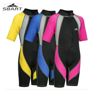 

SBART 2mm One-sets Children's Snorkeling Short Sleeve Quick Dry Conjoined Cute Small Medium Large Outdoor Sunscreen Diving Suit