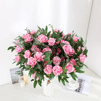 

10pcs/Bouquet Rose Decor Artificial Flower Home Decor Imitation Fake Flower for Garden Plant Desk Decor Hand-Holding Flower