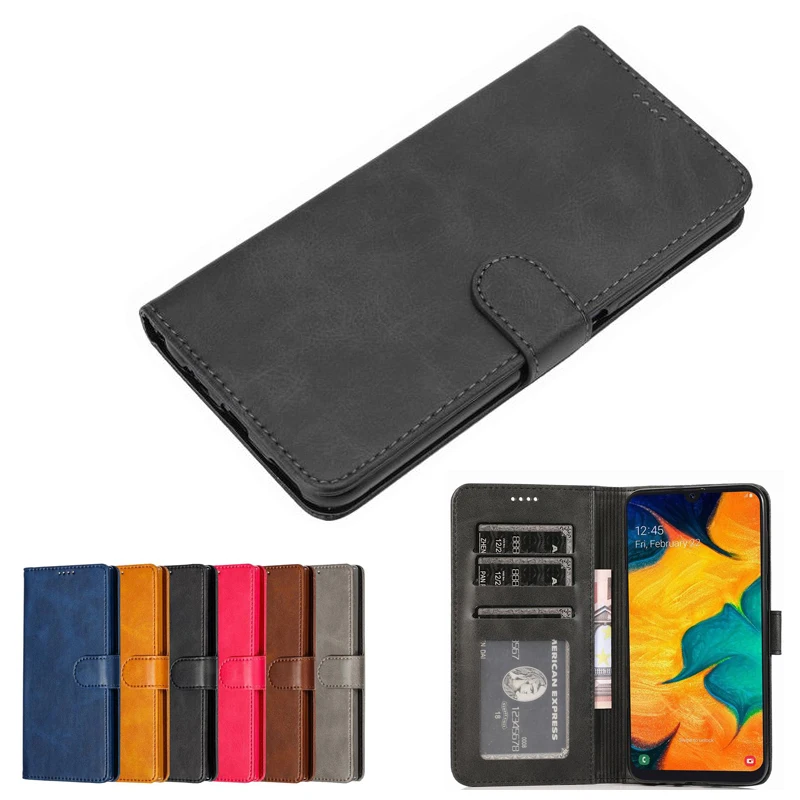 

Cover Case For Samsung Galaxy A20 E S Case Luxury Magnetic Flip Wallet Retro Plain Leather Phone Bag For Samsung A20E A20S Coque