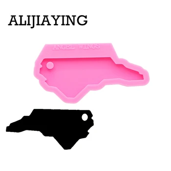 

DY0218 Glitter states North Carolina map mold DIY keychain silicone molds craft keyring pendant jewelry keychains mould