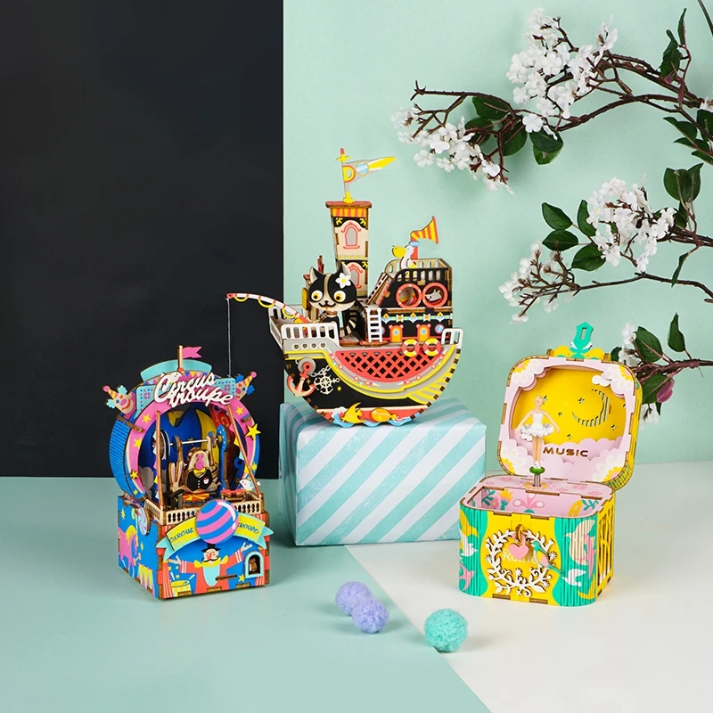 Новое поступление DIY 3D Kitty балетная деревянная игра головоломка сборка подвижная Музыкальная Коробка игрушка подарок Dor дети взрослые подарки на день рождения