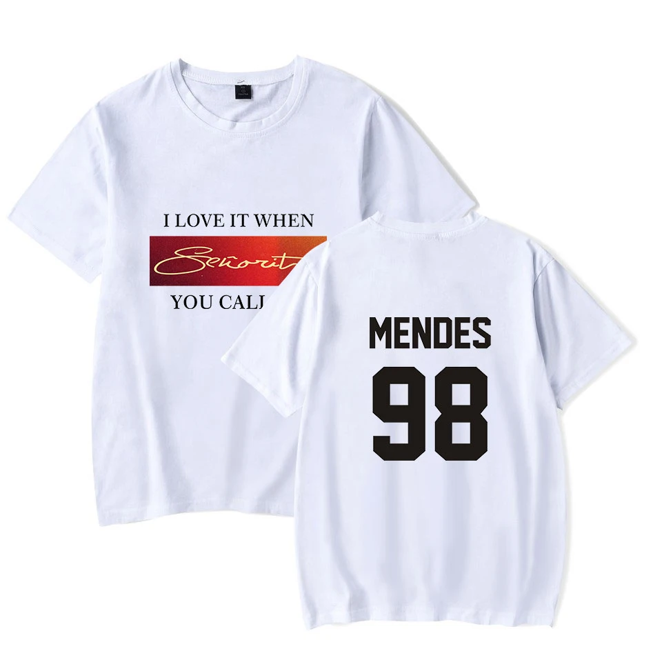 

Canadian male singer Shawn Mendes 2019 New Song Senorita Print T-shirt Women/Men Clothes Hot Sale Tops Short Sleeve T Shirt