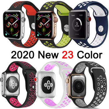 

Gorgeous Breathable Band for Apple Watch 5 4 3 2 1 42MM 38MM soft strap Silicone Sports bands for Iwatch series 5 4 3 40mm 44mm