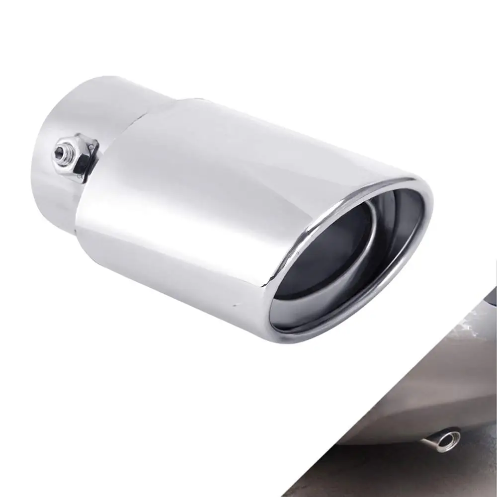 

Kayme Car Exhaust Tail Pipes Muffler, Tail End Universal Stainless Steel Exhaust Tip Fits 1.5-2.2 Displacement Cars, Sliver