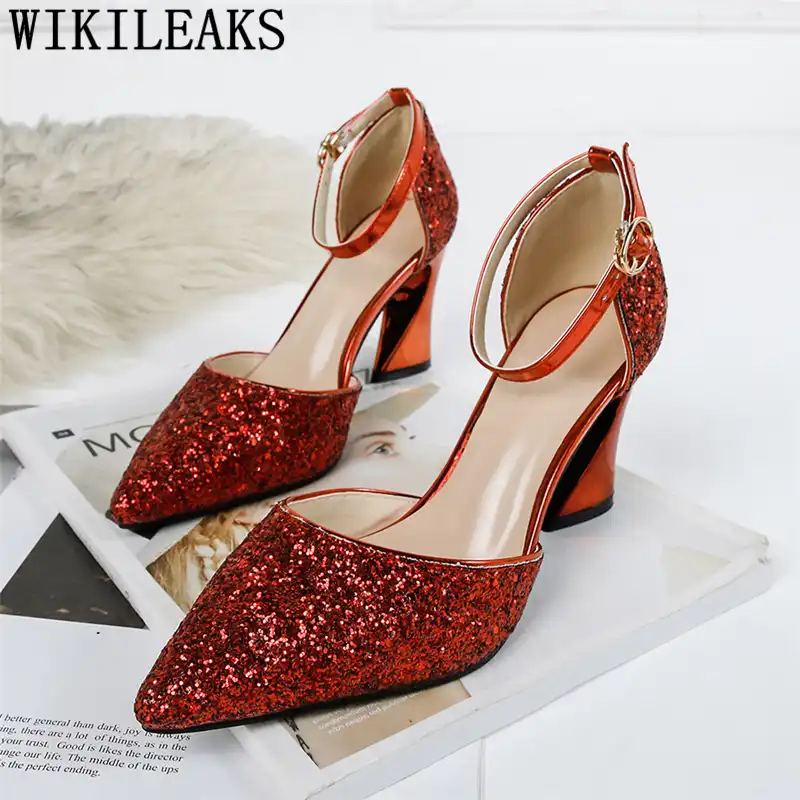 silver glitter pointed heels