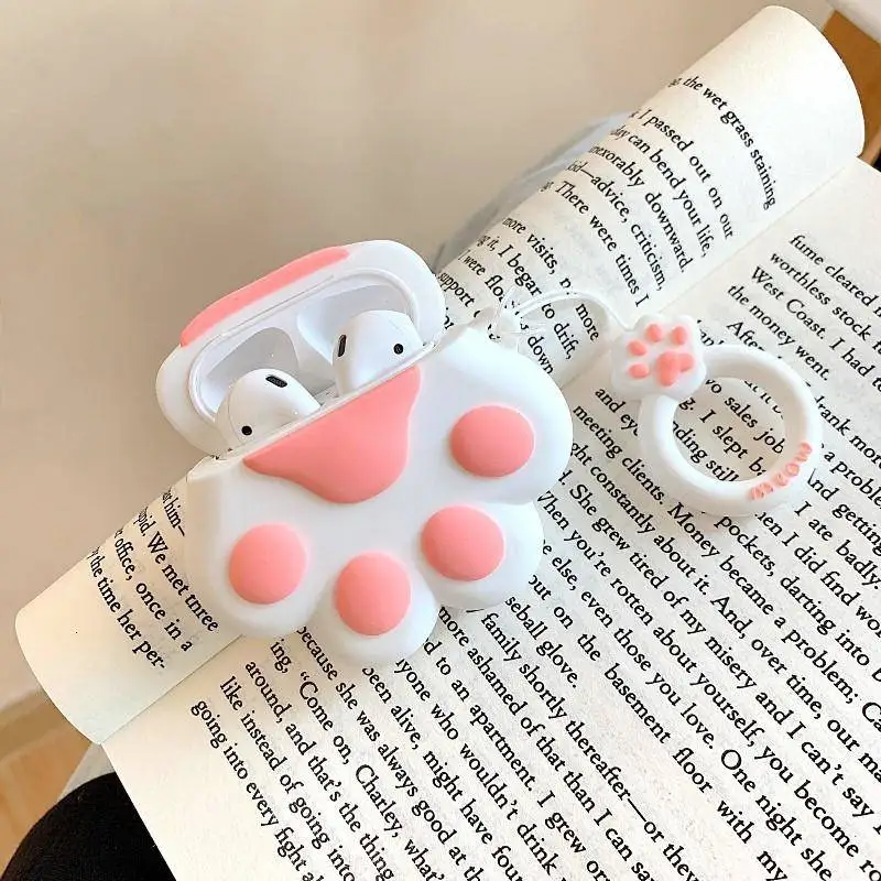 Милый чехол с мультяшным медведем для AirPods, силиконовый чехол с Bluetooth, защитный чехол для наушников, для Airpods 2, милый ремешок с кольцом на палец - Цвет: as pic show