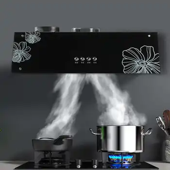 

Kitchen Range Hood 750mm 13m3 / min Big Suction Household Extractor Hood Tempered Glass Panel Smoke Ventilator