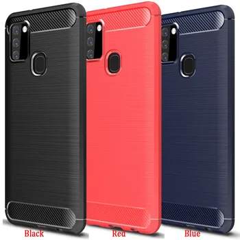 

100pcs/lot For Samsung Galaxy A51 5G Soft Carbon Fiber Brushed Slim Stripe Anti-knock Armor Case For Samsnng Galaxy A21S